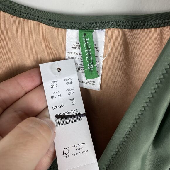 J Crew Ruched V Neck One Piece Swimsuit sz 20 / XL Olive Green NWT Modest - Picture 6 of 8